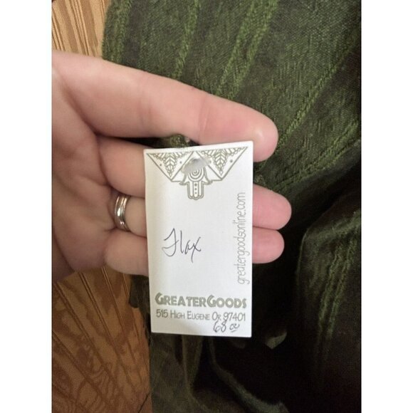 FLAX  Designs Womens NWT Button Down Long Sleeve 100% Linen Small Green Striped - Picture 5 of 8